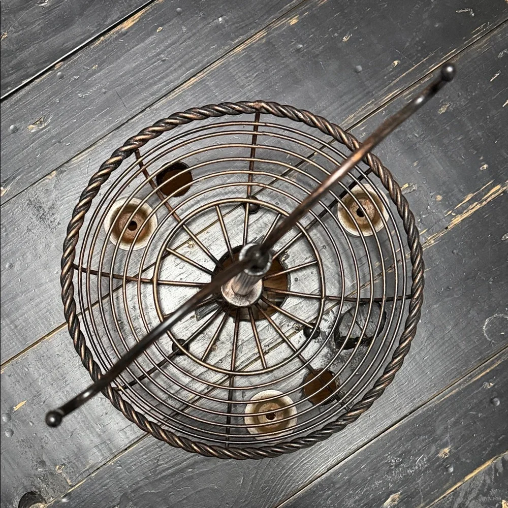 Rustic Twisted Metal Fruit Basket Stand w/ Banana Hanger - Brown/Copper